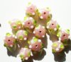 12 8-10mm Milky Pink, White, and Green Bumpy Beads